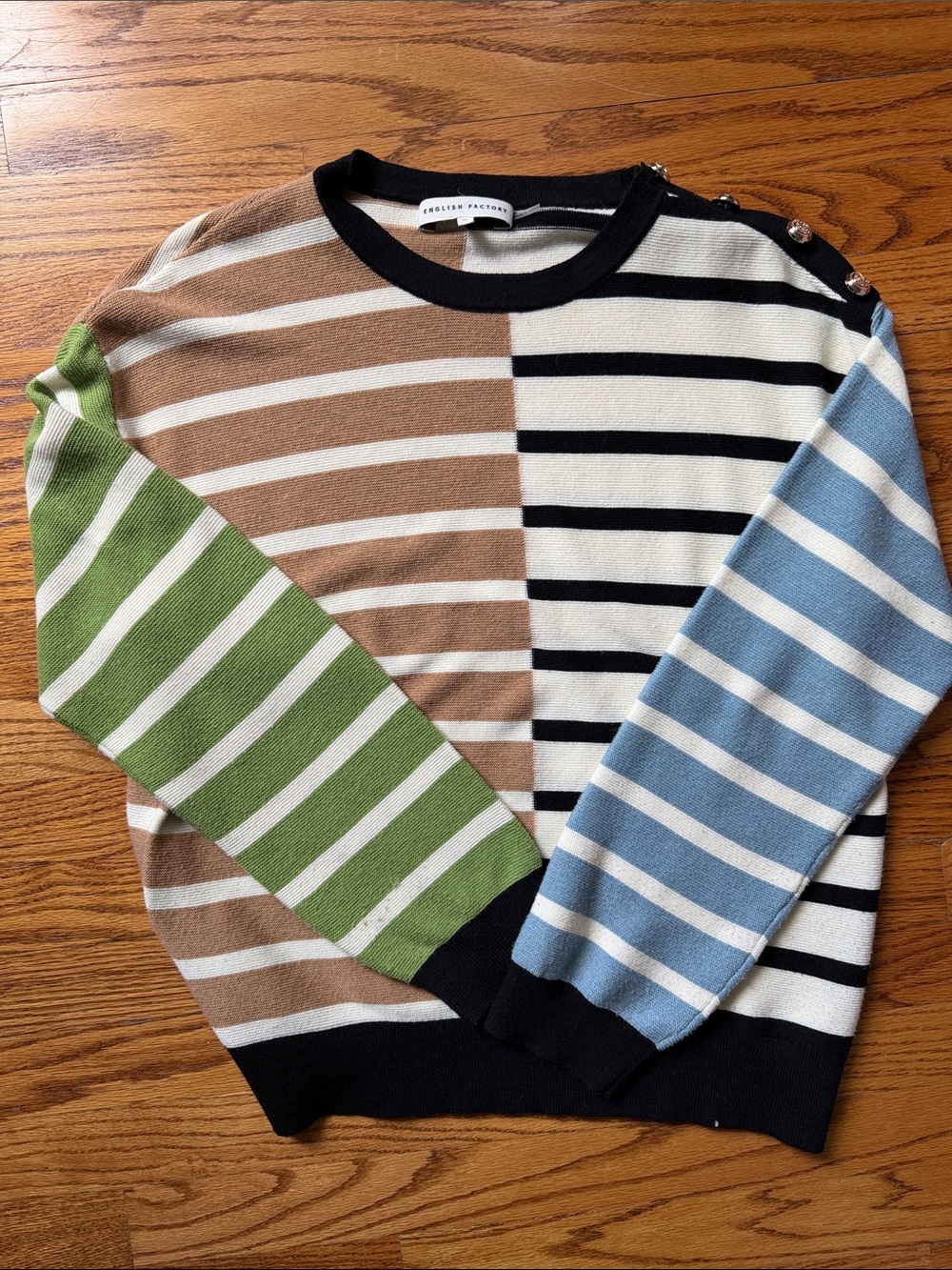 English Factory Crewneck Sweater in Beige, Black, Green, Light Blue, White